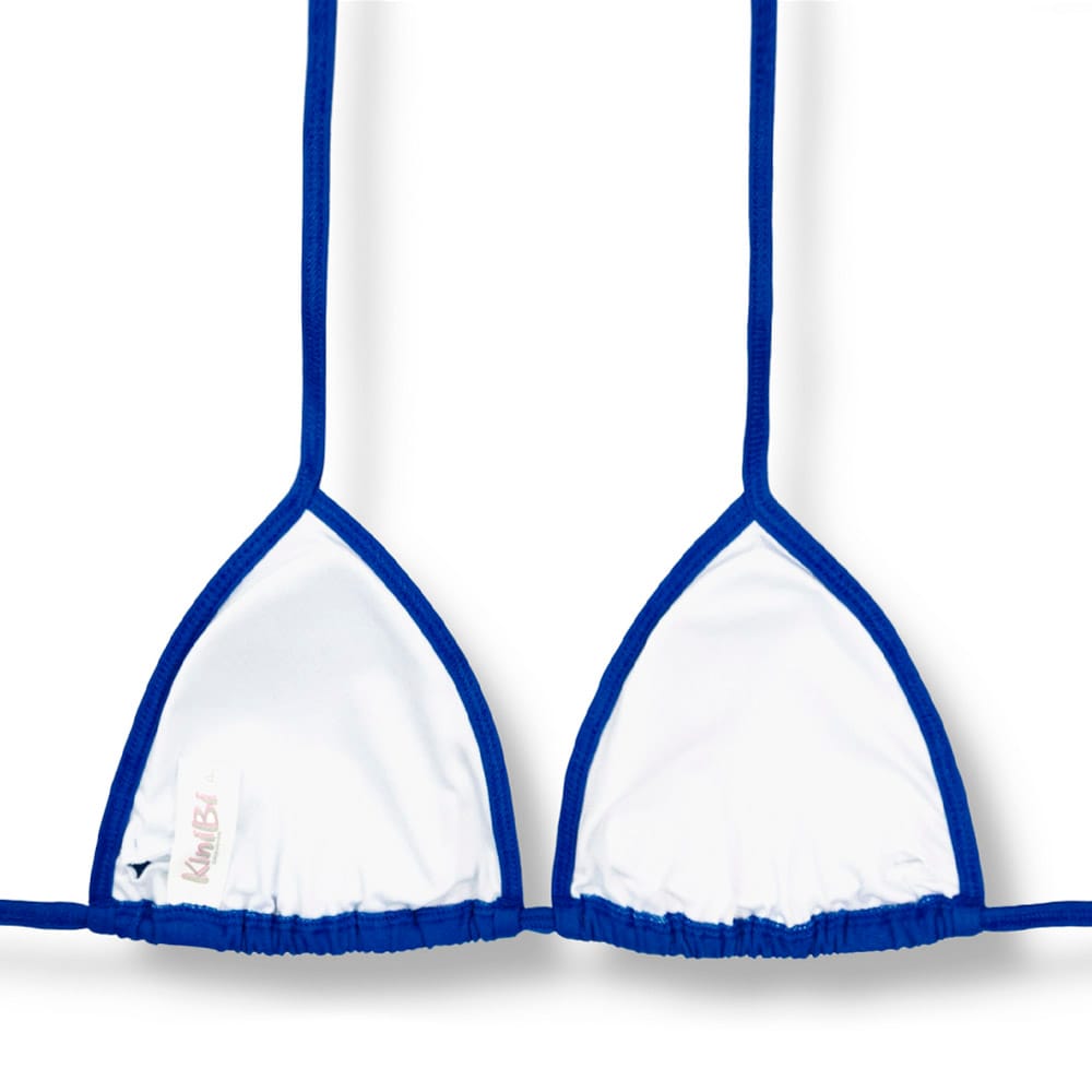 Conjunto de Biquíni Azul Cobalto | Top Mara + Tanga Cora | Top Cortininha com Viés e Abertura para Bojo | Tanga Dupla Face com Laço Fio Dental