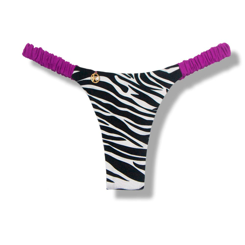 Tanga Flora Zebra | Biquíni Estampado | Fio Dental. | Elástico Frufru | Marquinha de Fita | Detalhe Uva