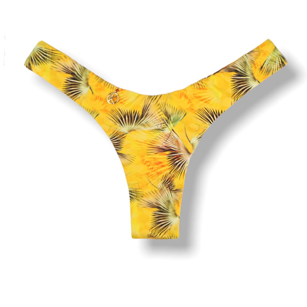 Tanga Eva Amarelo Tropical | Biquíni Estampado Semi Fio Asa Delta | Aviador | Dupla Face Vermelho Carmim | Reversível