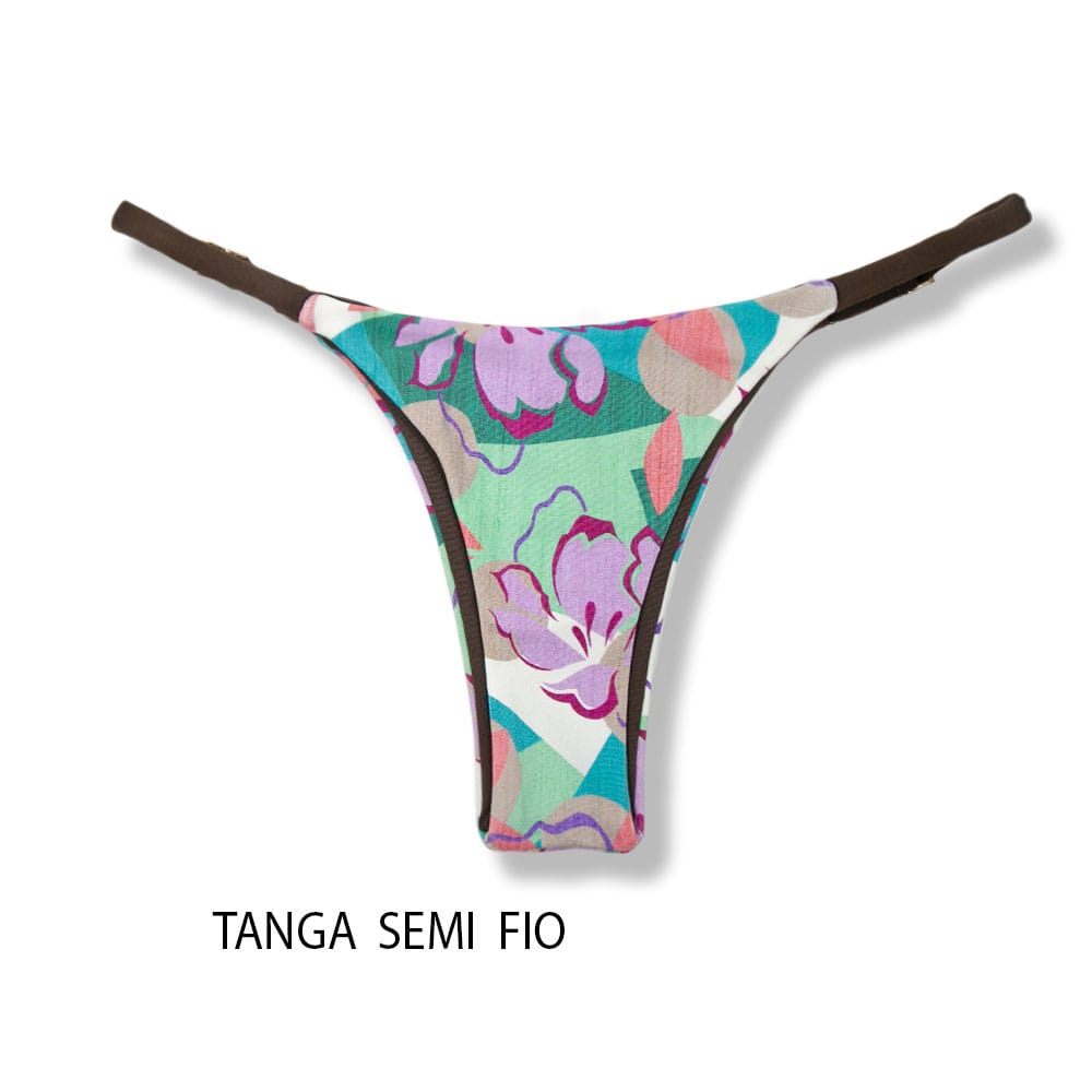 Conjunto de biquíni Lilac | Top Lua + Tanga Mia | Top dupla face com bojo embutido | Tanga semi fio com regulador na lateral marquinha de fita