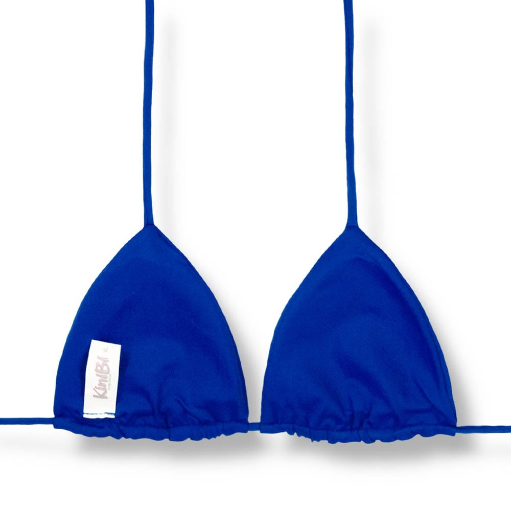 Top Lua Azul Cobalto | Cortininha com Bojo | Dupla Face | Reversível | Amarração nas Costas e Pescoço | Biquíni opaco cor Lisa