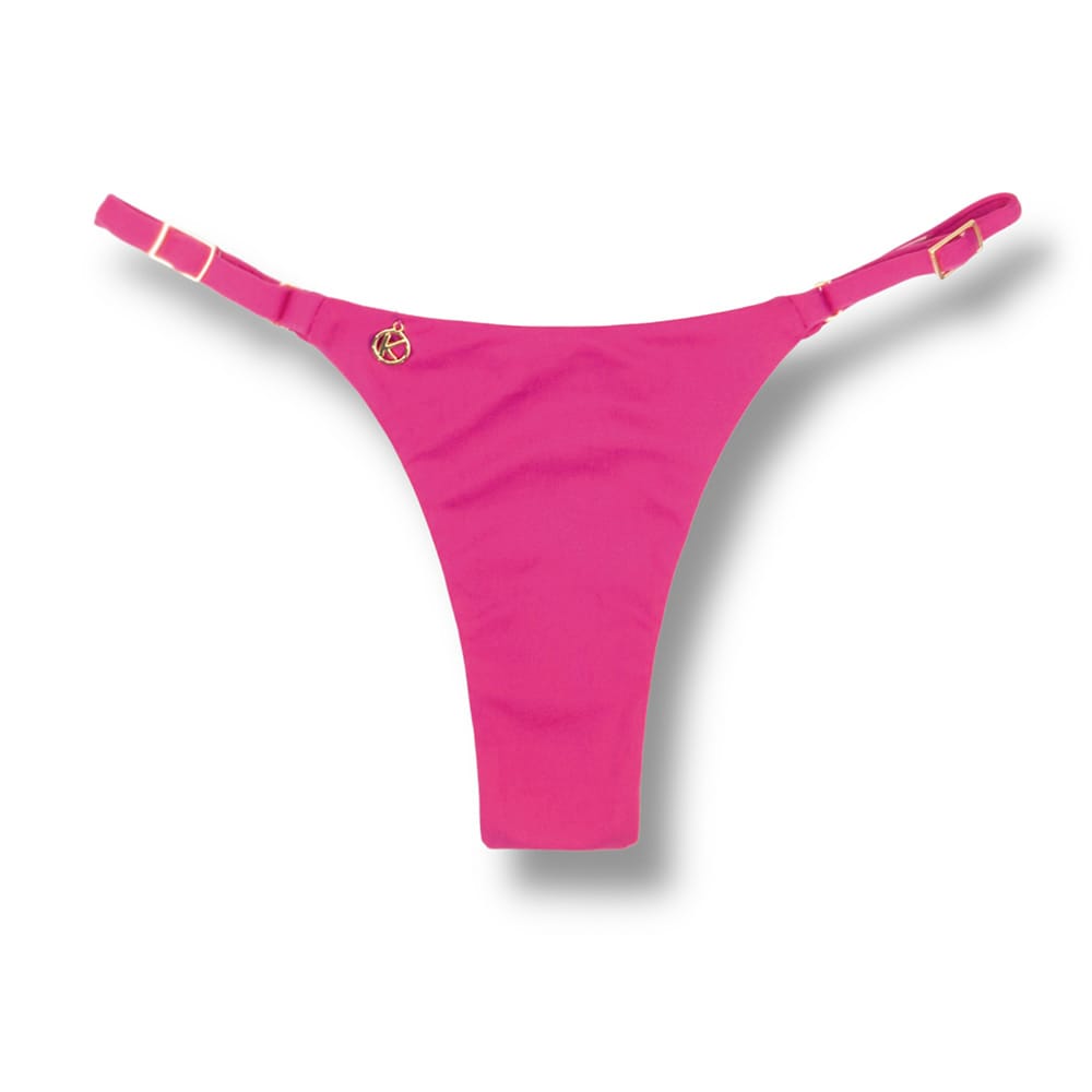 Tanga Mia Pink | Biquíni Cor Lisa | Semi Fio | Tira Fina Regulável | Marquinha de Fita