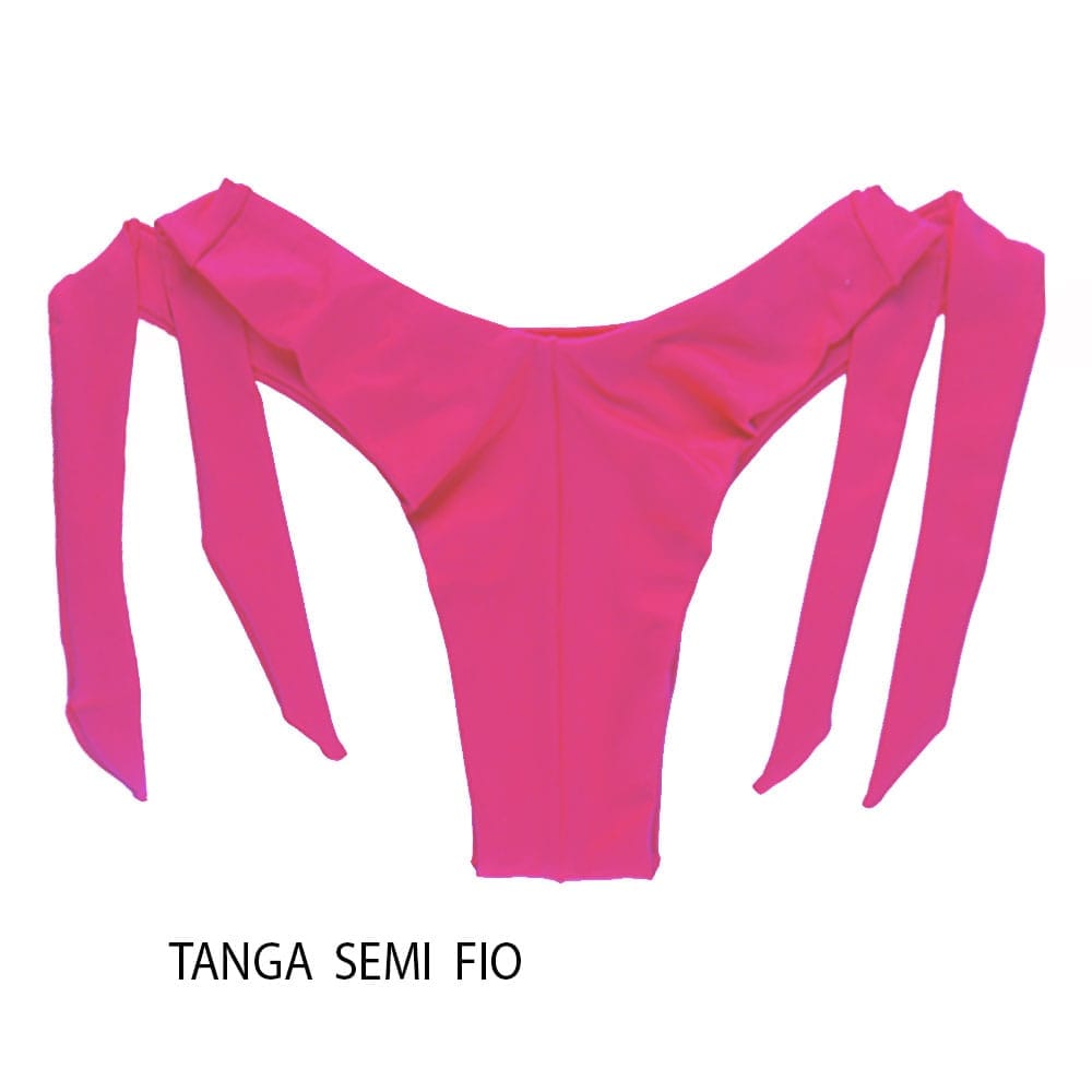 Tanga Mora Pink | Biquíni Liso Fio Duplo | Empina Bumbum | Amarração Lateral Larga