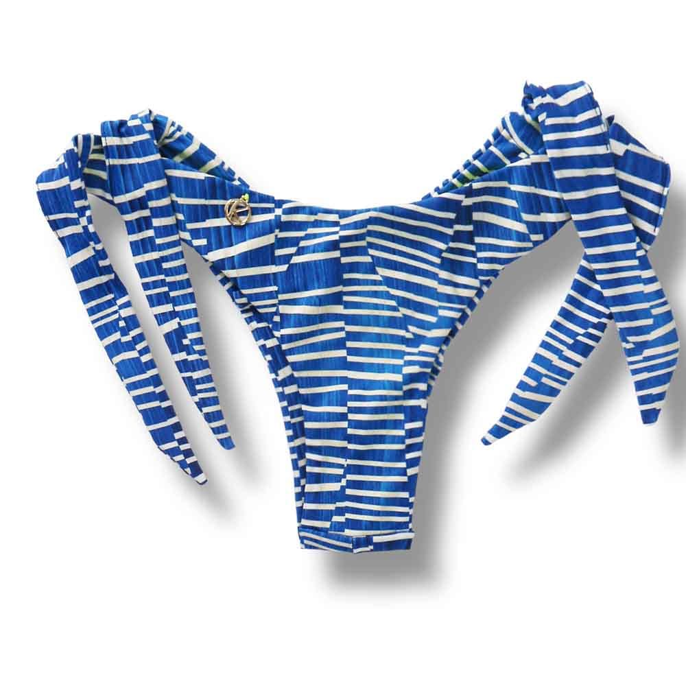 Tanga Mora Floripa | Biquíni Estampado Fio Duplo | Empina Bumbum | Amarração Lateral Larga | Detalhe Interno Amarelo Neon