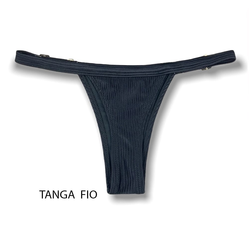 Conjunto de biquíni Onix | Top Lua + Tanga Fany | Top dupla face com bojo embutido | Tanga semi fio com regulador na lateral