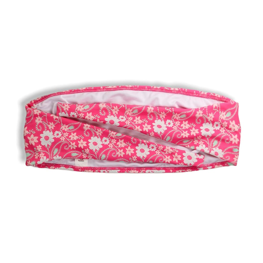 Conjunto de biquíni Floral Rosa com a Combinação Verde Mint | Top Faixa + Tanga Mia