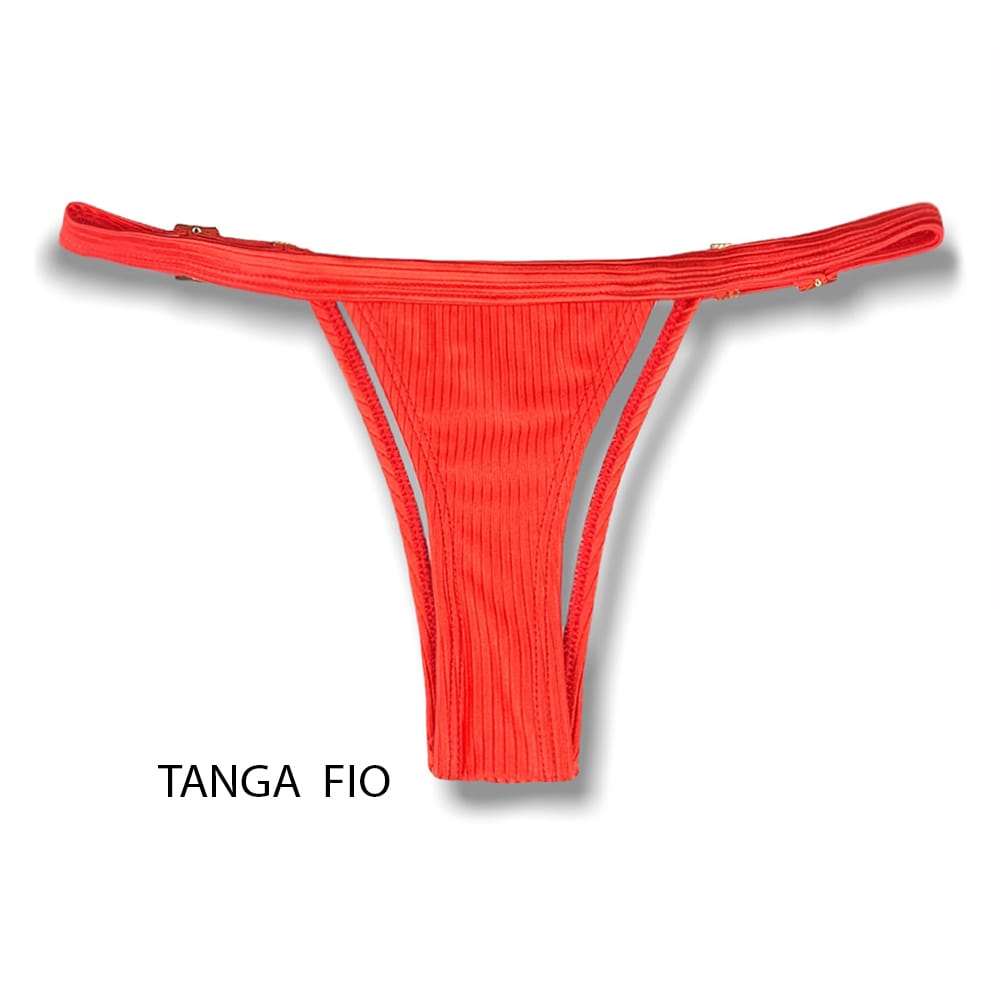 Conjunto de Biquíni Rubi | Top Mara + Tanga Fany | Tanga Marquinha de Fita com Regulagem | Top Cortininha com Abertura para Bojo