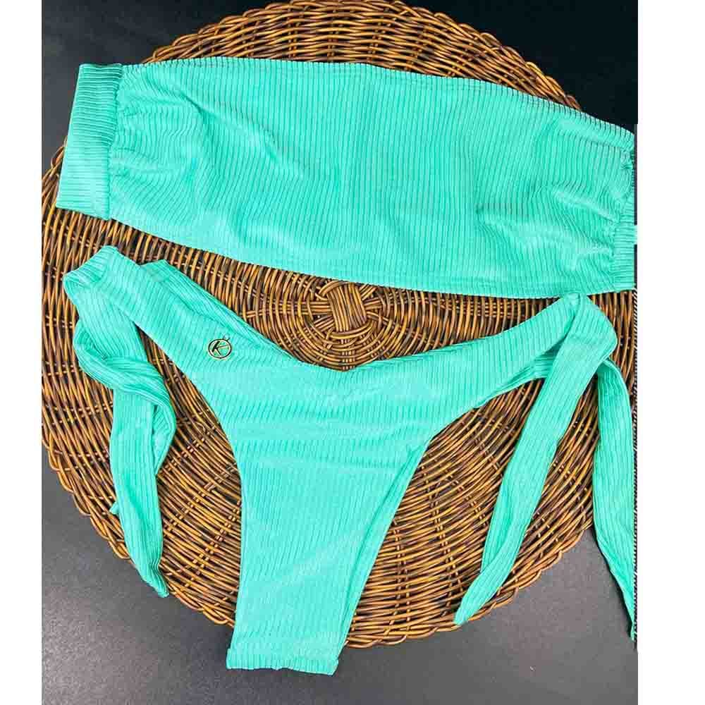 Conjunto de Biquini Turmalina | Top Faixa + Tanga Mora | Tanga Com Amarração Lateral e Modelagem Levanta Bumbum | Top Faixa com amarração nas costas