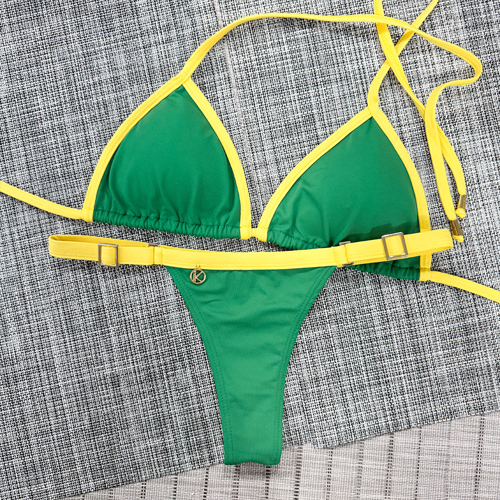 Conjunto de Biquini Bandeira e Canário | Top Mara + Tanga Fany