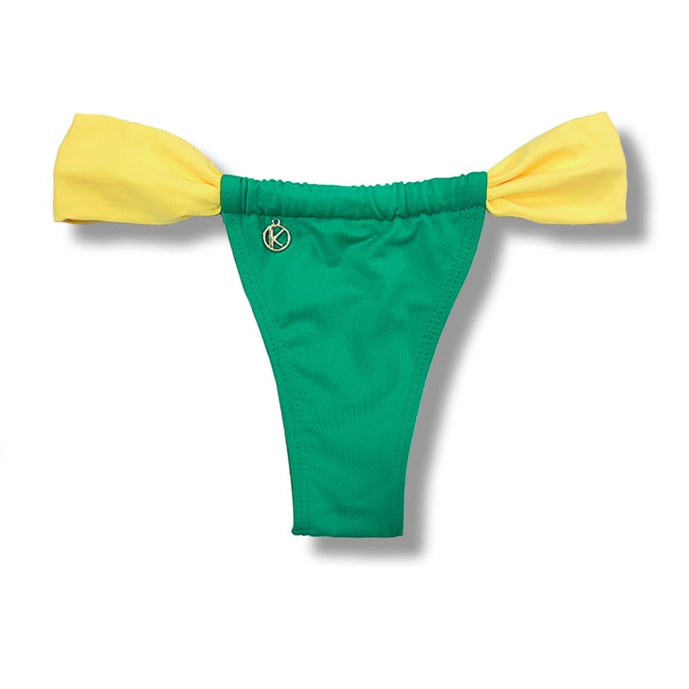 Tanga Gali Bandeira com Canário | Biquíni Fio Dental | Cortininha Regulável