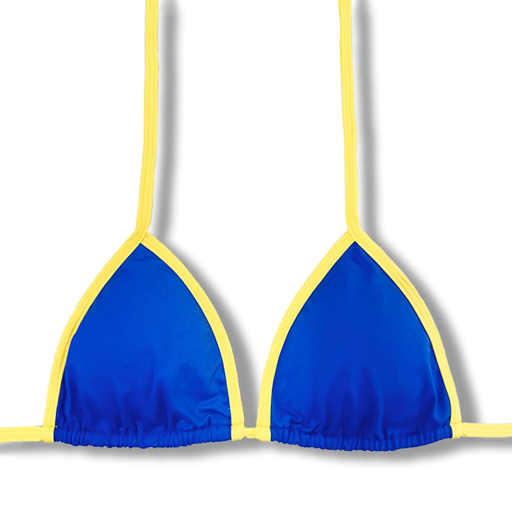 Top Mara Bicolor Azul Cobalto com Amarelo Canário | Cortininha Tradicional