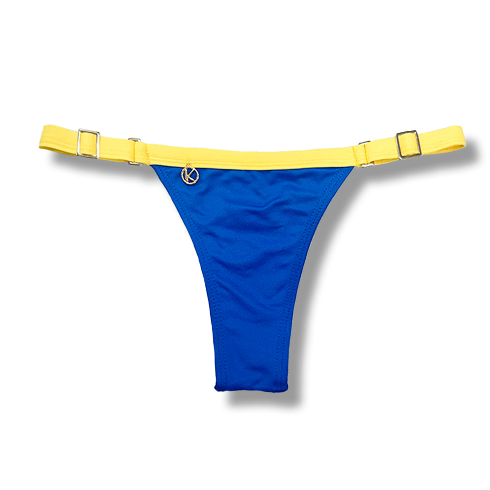Tanga Fany Azul Cobalto com Amarelo Canário | Marquinha de Fita