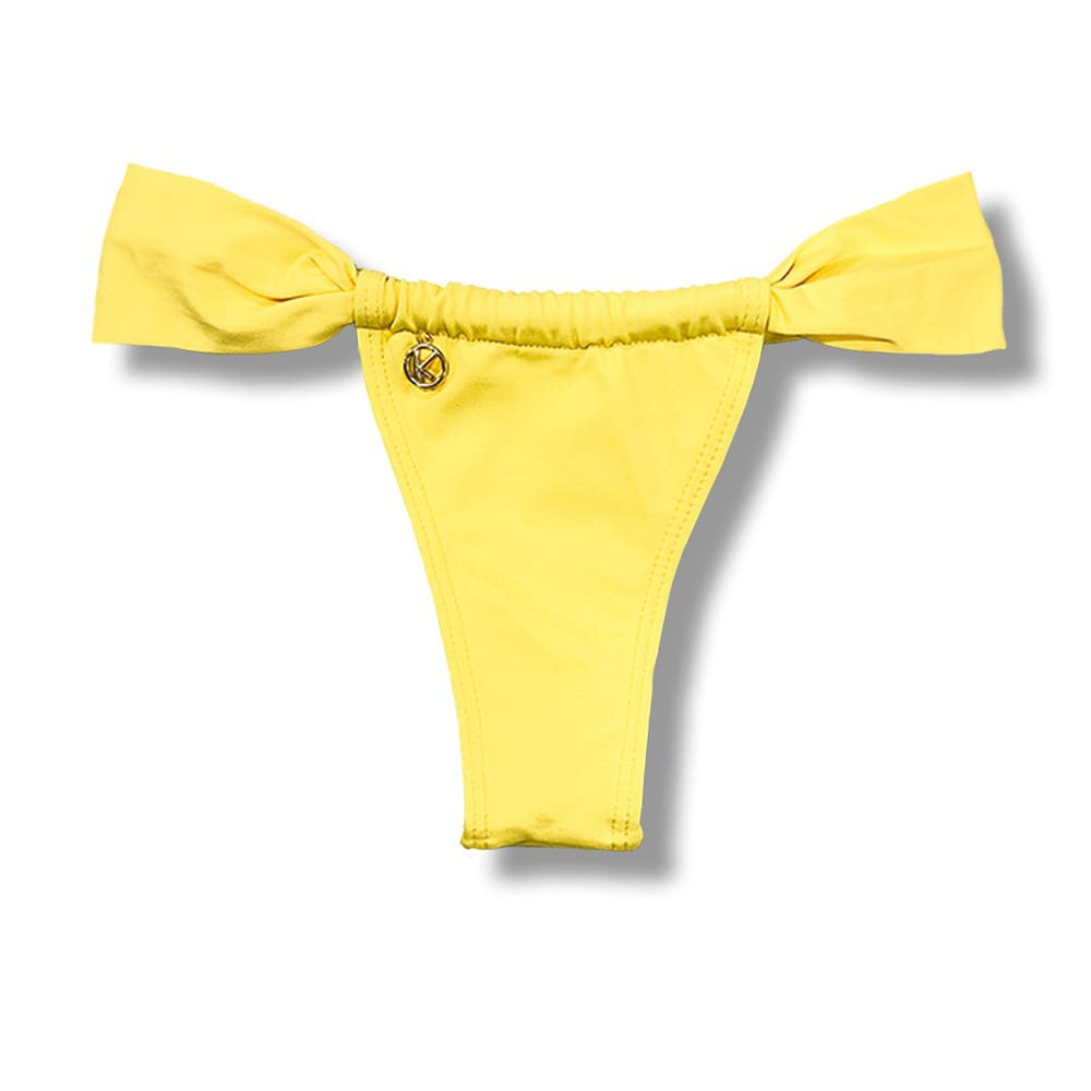 Tanga Gali Amarelo Canário | Biquíni Fio Dental | Cortininha Regulável
