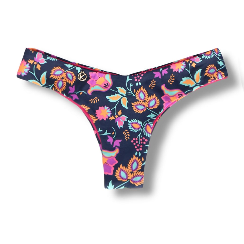 Tanga Isa Bosque | Biquíni Estampado | Semi Fio Ripple | Levanta Bumbum | Dupla Face Pink | Reversível