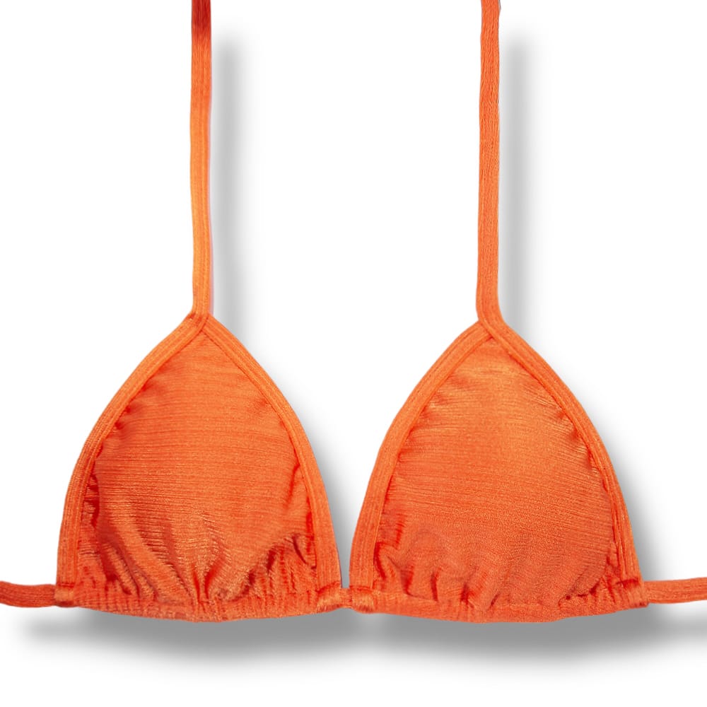 Top Mara Tangerina | Cortininha com Viés | Amarração nas Costas e Pescoço | Biquíni cor Lisa  | Tecido Texturizado Semibrilho