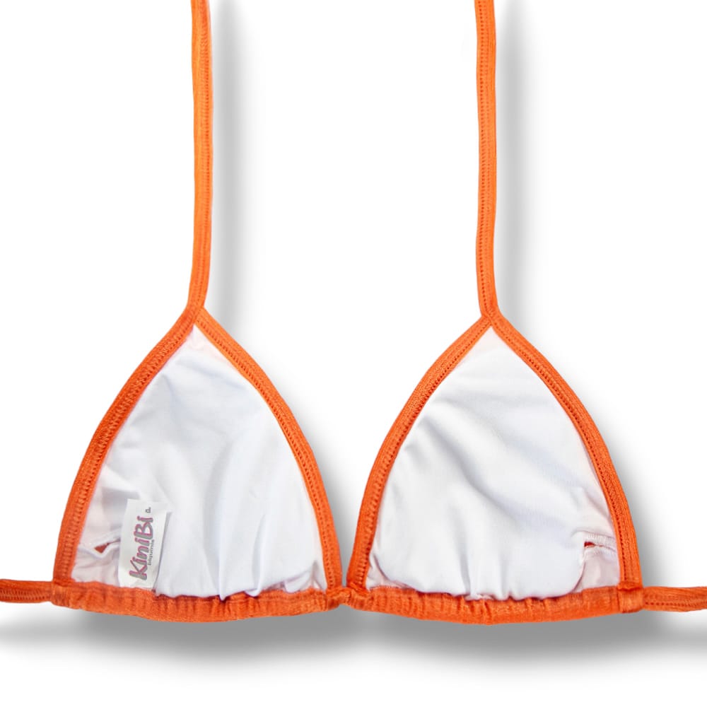 Top Mara Tangerina | Cortininha com Viés | Amarração nas Costas e Pescoço | Biquíni cor Lisa  | Tecido Texturizado Semibrilho