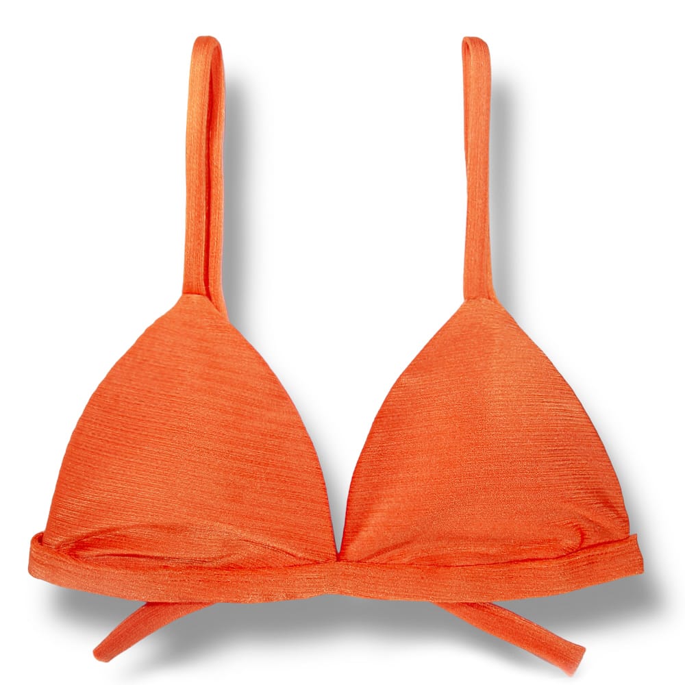 Top Jade Tangerina | Cortininha Triângulo Fixo | Estilo Sutiã com Amarração nas Costas | Alças com Regulagem | Biquíni Cor Lisa | Tecido Texturizado Semibrilho