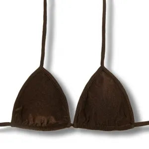 Top Mara Caffè | Cortininha com Viés | Amarração nas Costas e Pescoço | Biquíni cor Lisa  | Tecido Texturizado Semibrilho