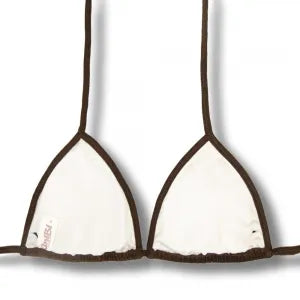 Top Mara Caffè | Cortininha com Viés | Amarração nas Costas e Pescoço | Biquíni cor Lisa  | Tecido Texturizado Semibrilho