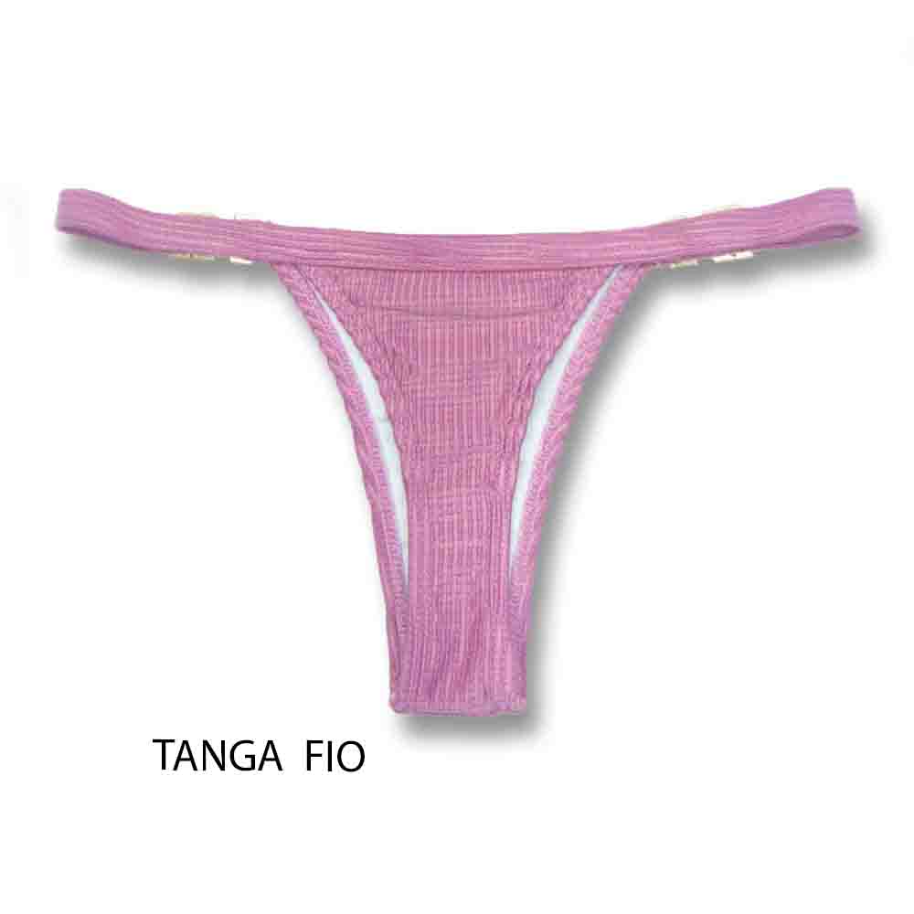 Tanga Fany Safira | Biquíni Rosa Antigo |  Semi Fio Marquinha de Fita | Regulável | Tecido Texturizado Semibrilho