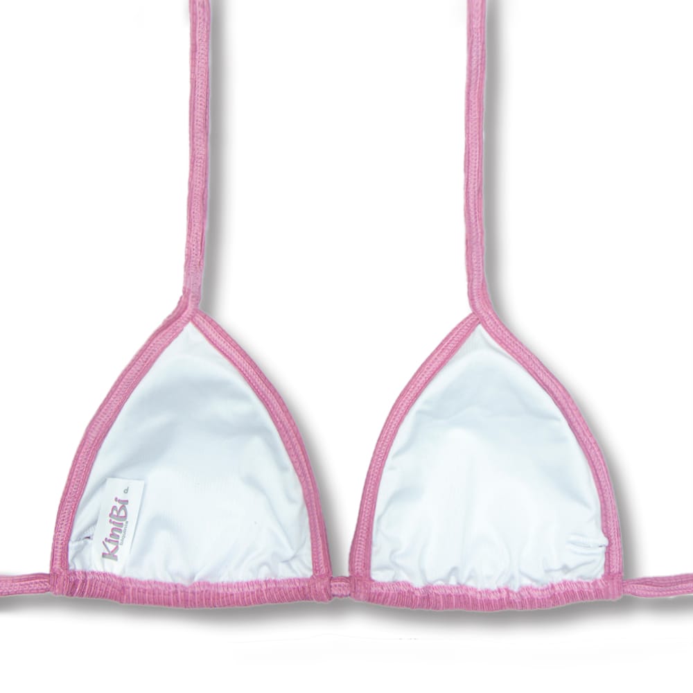 Top Mara Safira | Cortininha com Viés | Amarração nas Costas e Pescoço | Biquíni Rosa Antigo | Tecido Texturizado Semibrilho