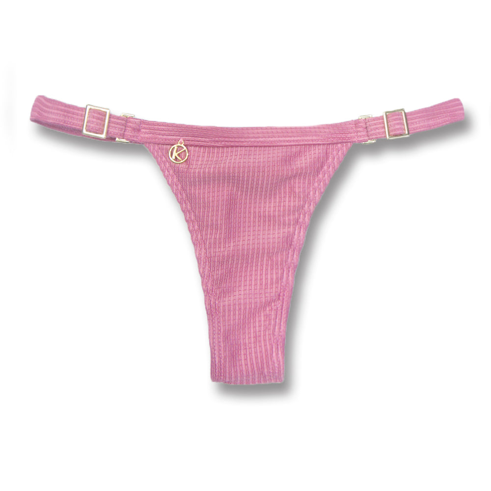 Tanga Fany Safira | Biquíni Rosa Antigo |  Semi Fio Marquinha de Fita | Regulável | Tecido Texturizado Semibrilho