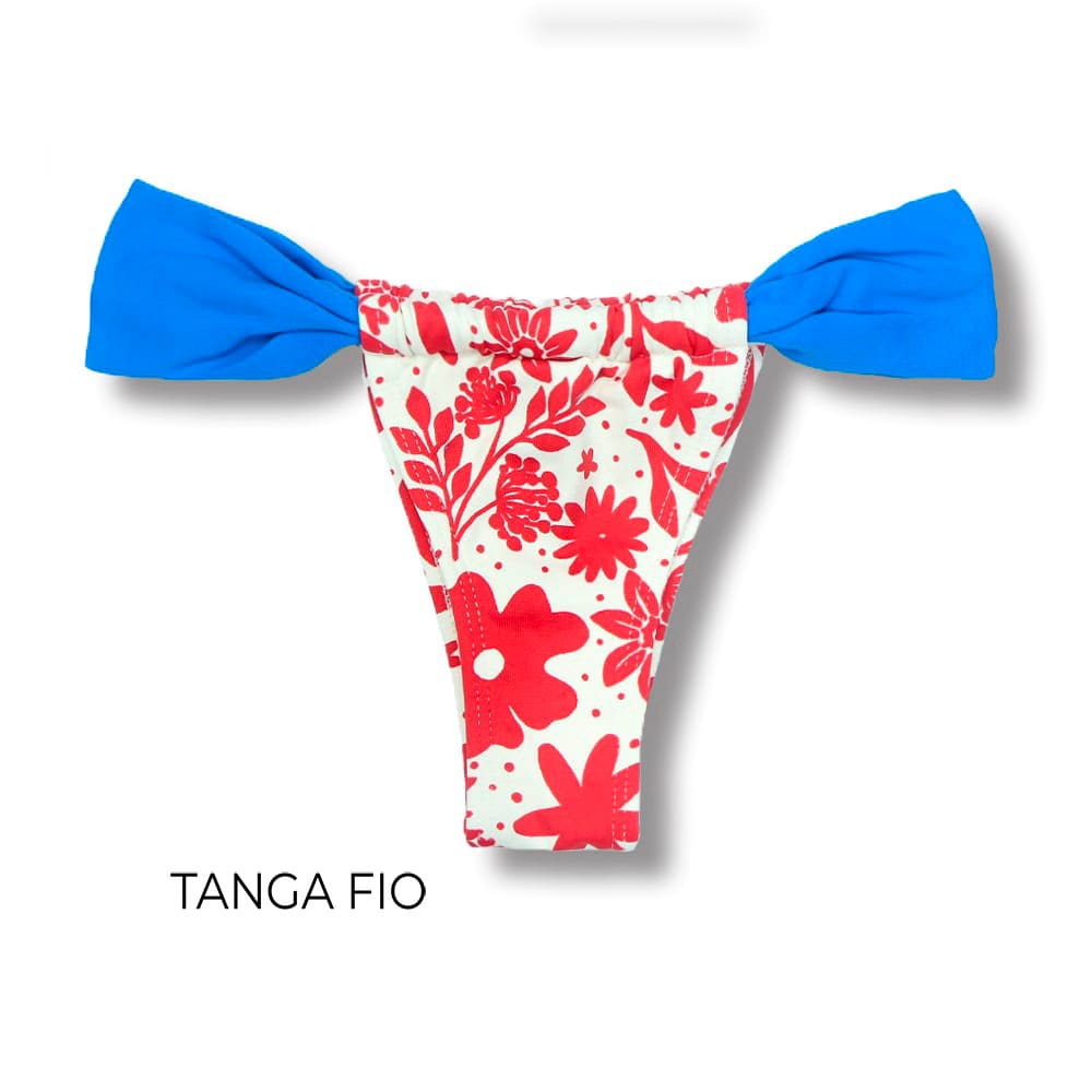 Conjunto Scarlet | Top Faixa + Tanga Gali | Top Faixa sem Bojo | Tanga Cortininha Semi Fio | Biquíni Estampado