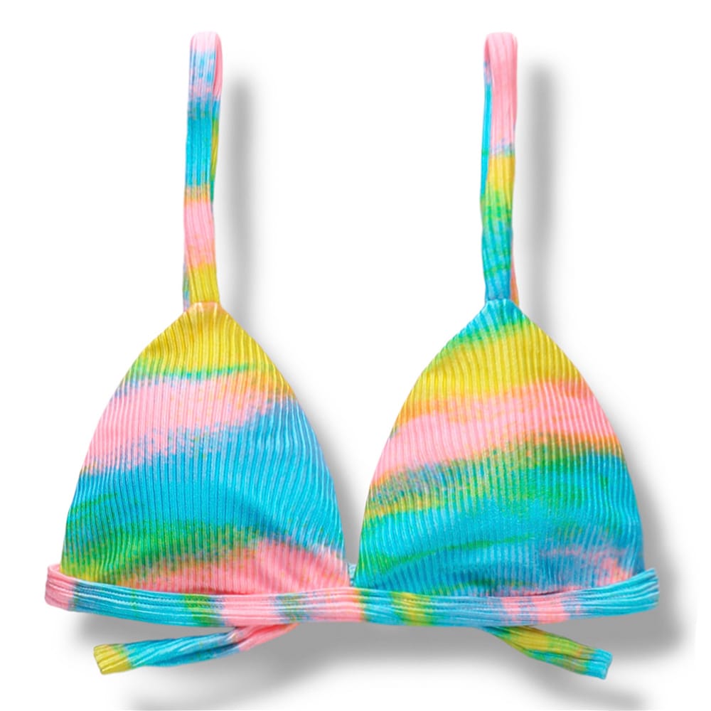 Top Jade Prisma | Cortininha Triängulo Fixo | Estilo Sutiã com Amarração nas Costas | Alças com Regulagem | Tecido Texturizado Semibrilho