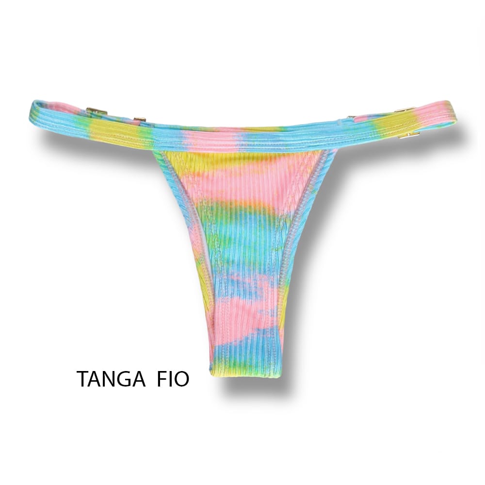 Tanga Fany Prisma | Biquíni Estampado | Tanga Fio Dental | Marquinha de Fita | Regulável  | Tecido Texturizado Semibrilho