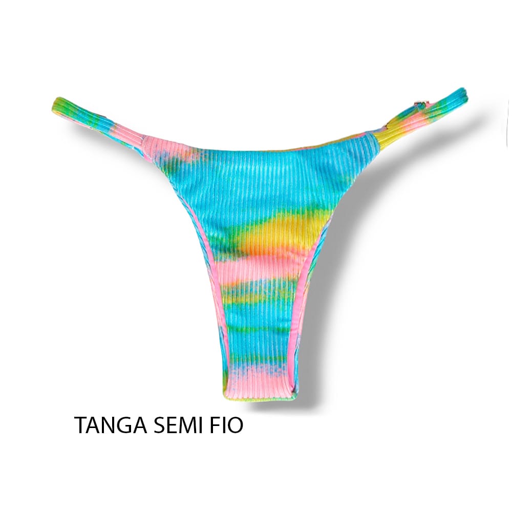 Tanga Mia Prisma |  Biquíni Estampado | Semi Fio | Tira Fina Regulável | Marquinha de Fita  | Tecido Texturizado Semibrilho