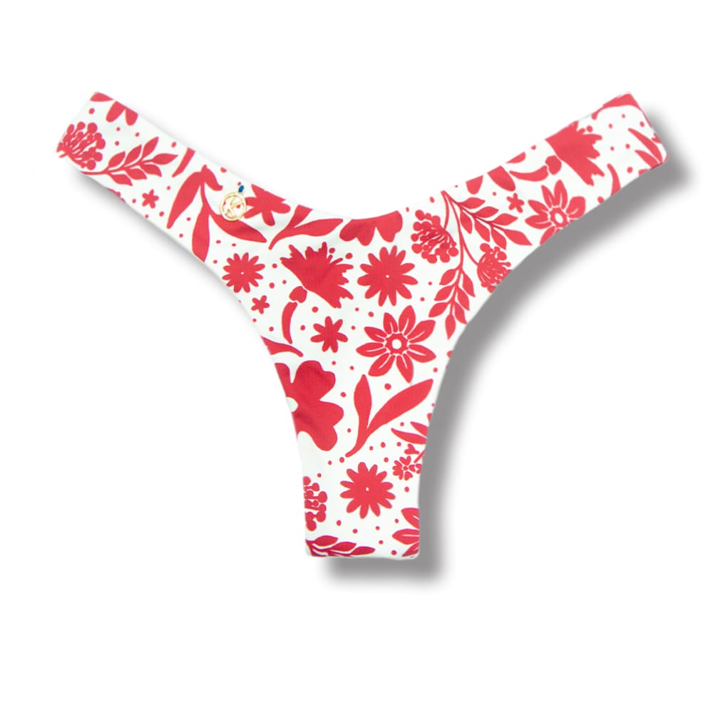 Tanga Eva Scarlet | Biquíni Estampado Semi Fio Asa Delta | Aviador | Dupla Face Azul | Reversível