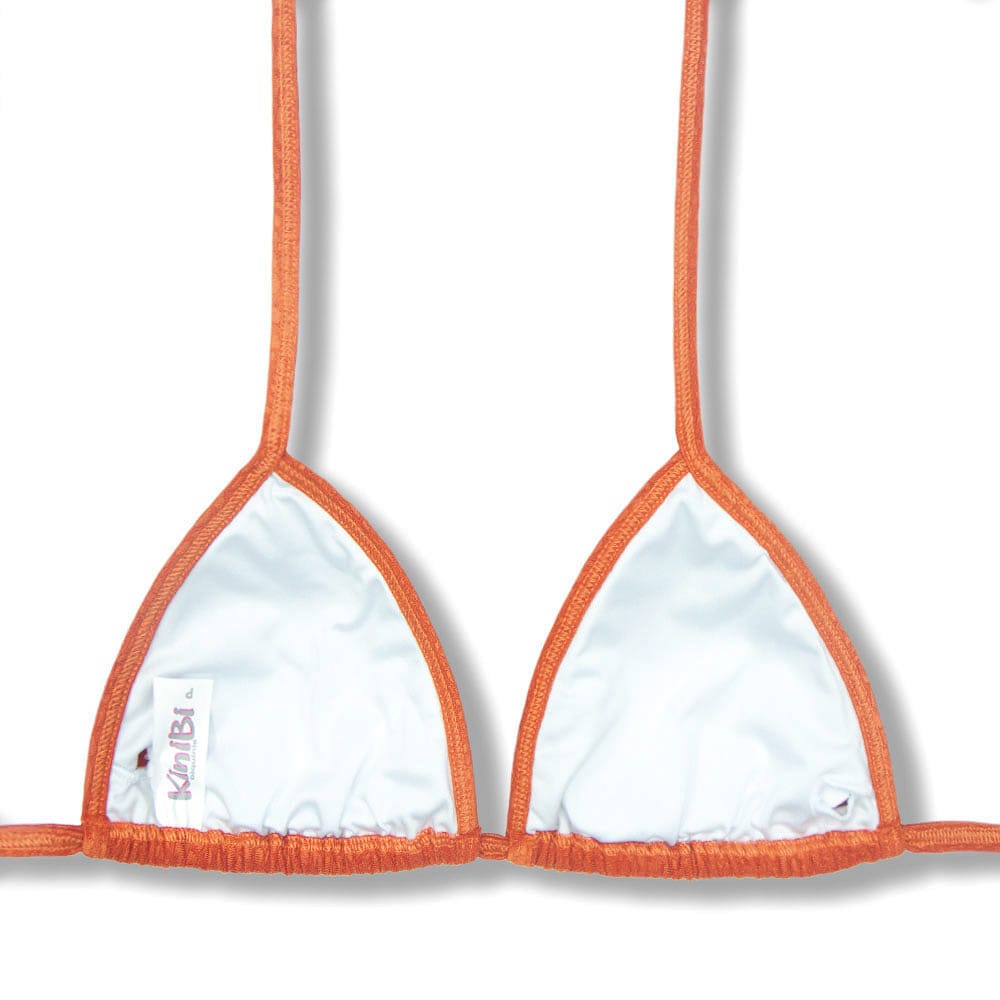 Top Mara Crocô Sunset | Cortininha com Viés | Amarração nas Costas e Pescoço | Biquíni Laranja | Tecido Texturizado Semibrilho