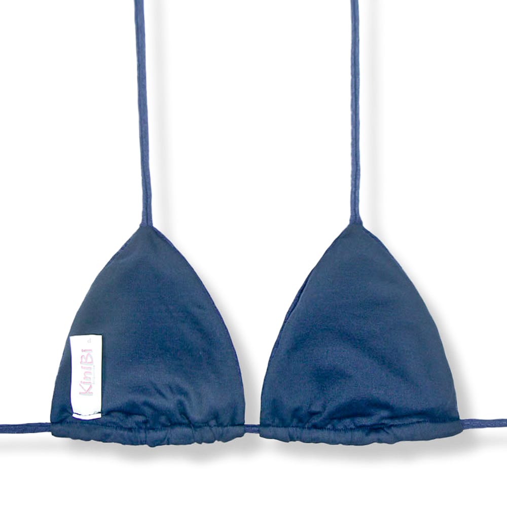 Top Lua Crocô Marine | Cortininha com Bojo | Biquíni Dupla Face Azul Marinho | Reversível | Amarração nas Costas e Pescoço | Tecido Texturizado Semibrilho