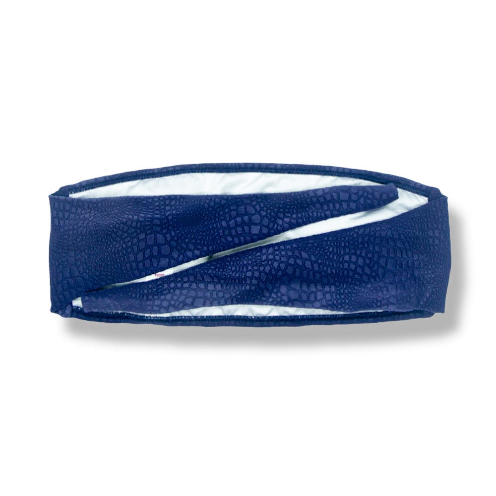 Top Faixa Crocô Marine | Tomara que Caia de Amarrar nas Costas | Biquini Azul | Forrado | Sem Bojo | Tecido Texturizado Semibrilho