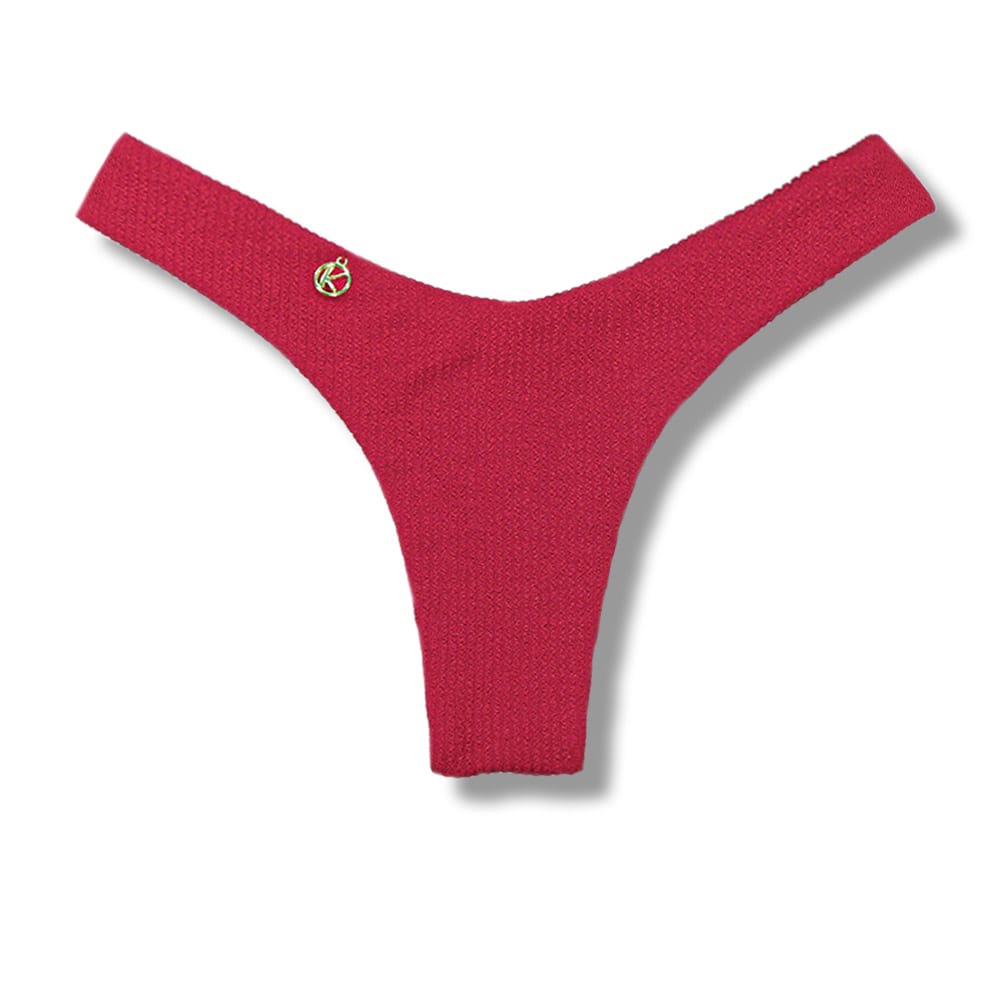 Tanga Eva Zínia |Dupla Face vermelho | Biquíni Estampado | Tanga Semi Fio | Modelo Asa Delta | Tecido Texturizado Semibrilho