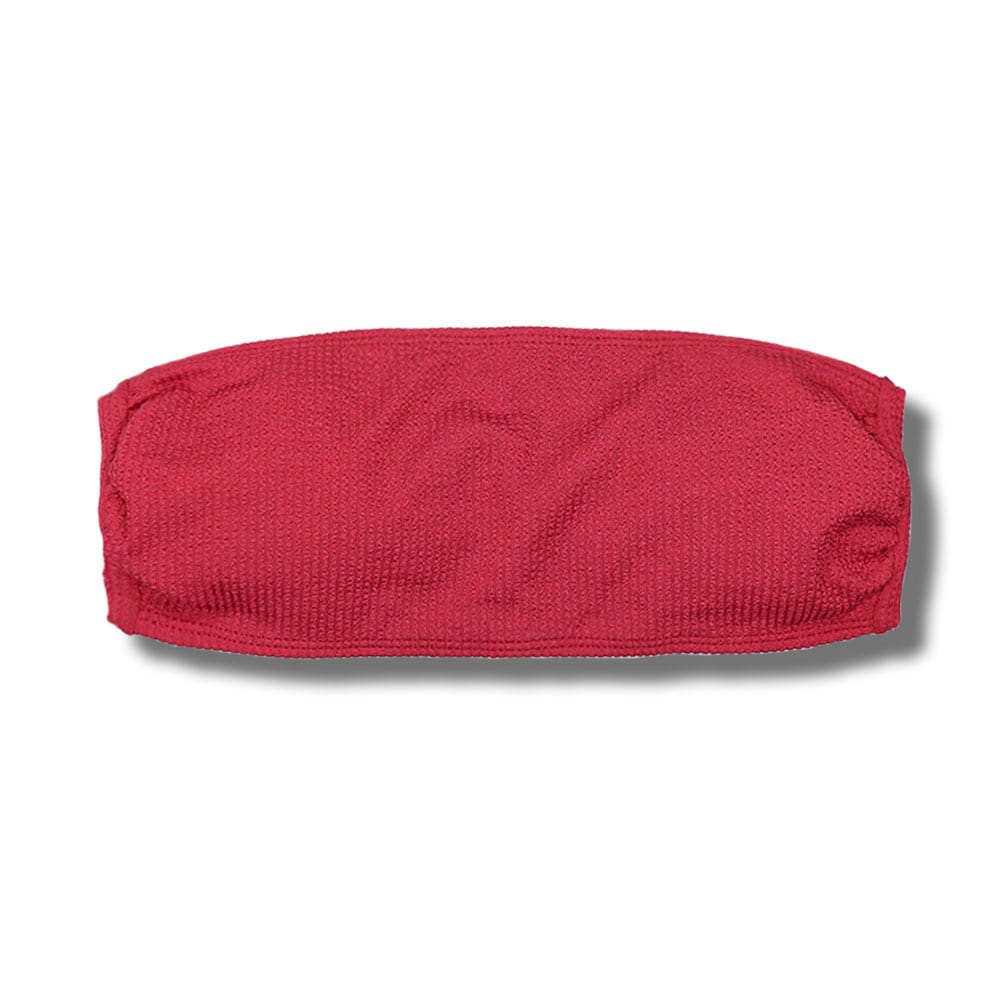 Top Faixa Zínia | Tomara que Caia de Amarrar nas Costas | Biquini cor Vermelho Carmim | Forrado | Sem Bojo | Tecido Texturizado Plissê