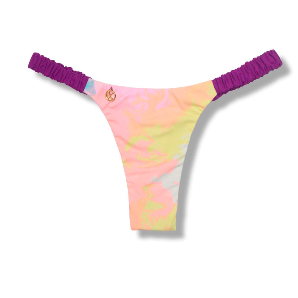 Tanga Flora Tie Dye | Fio Dental. | Elástico Frufru | Marquinha de Fita | Detalhe Uva