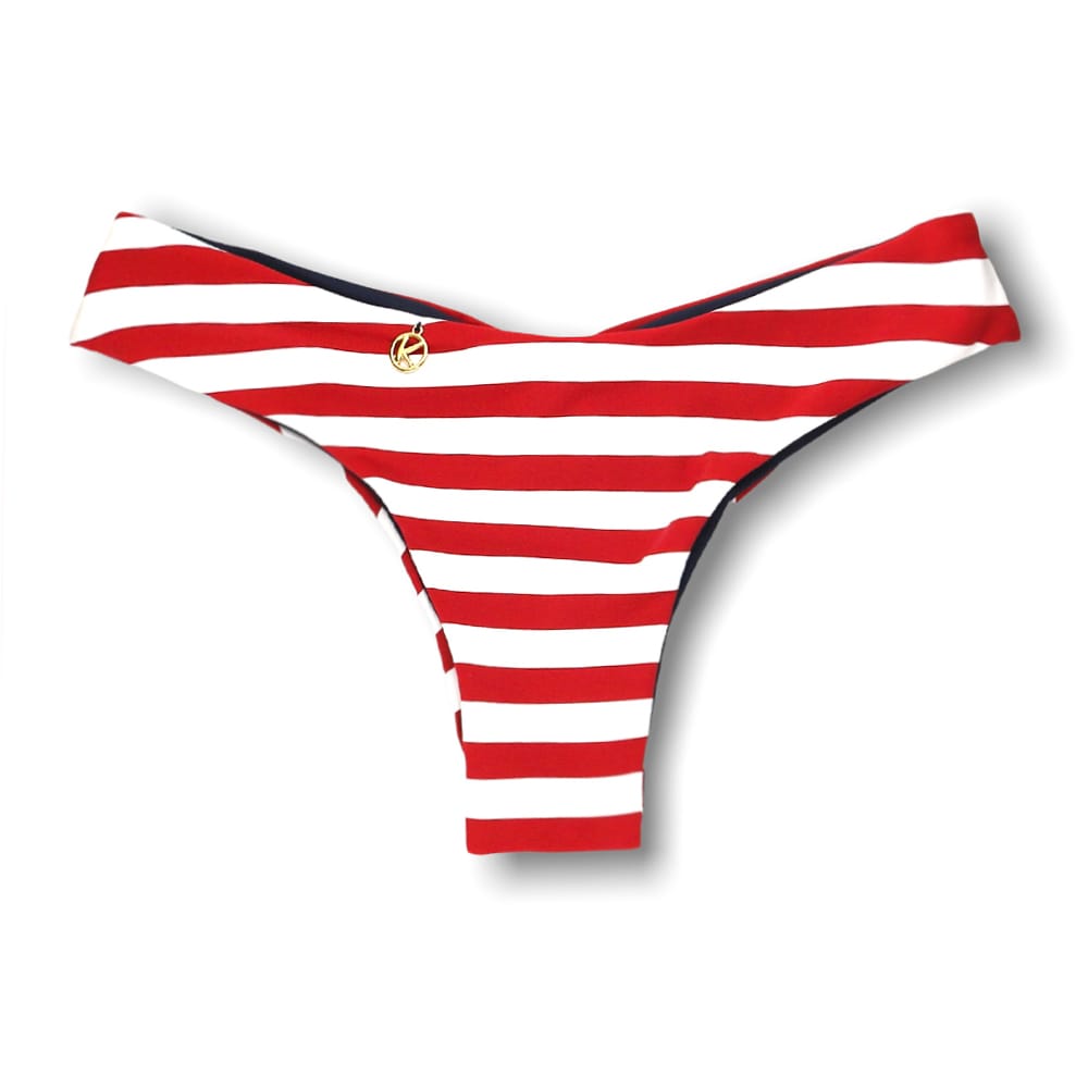 Tanga Isa Navy vermelho | Biquíni Estampado | Tanga Semi Fio | Rippler | Reversível