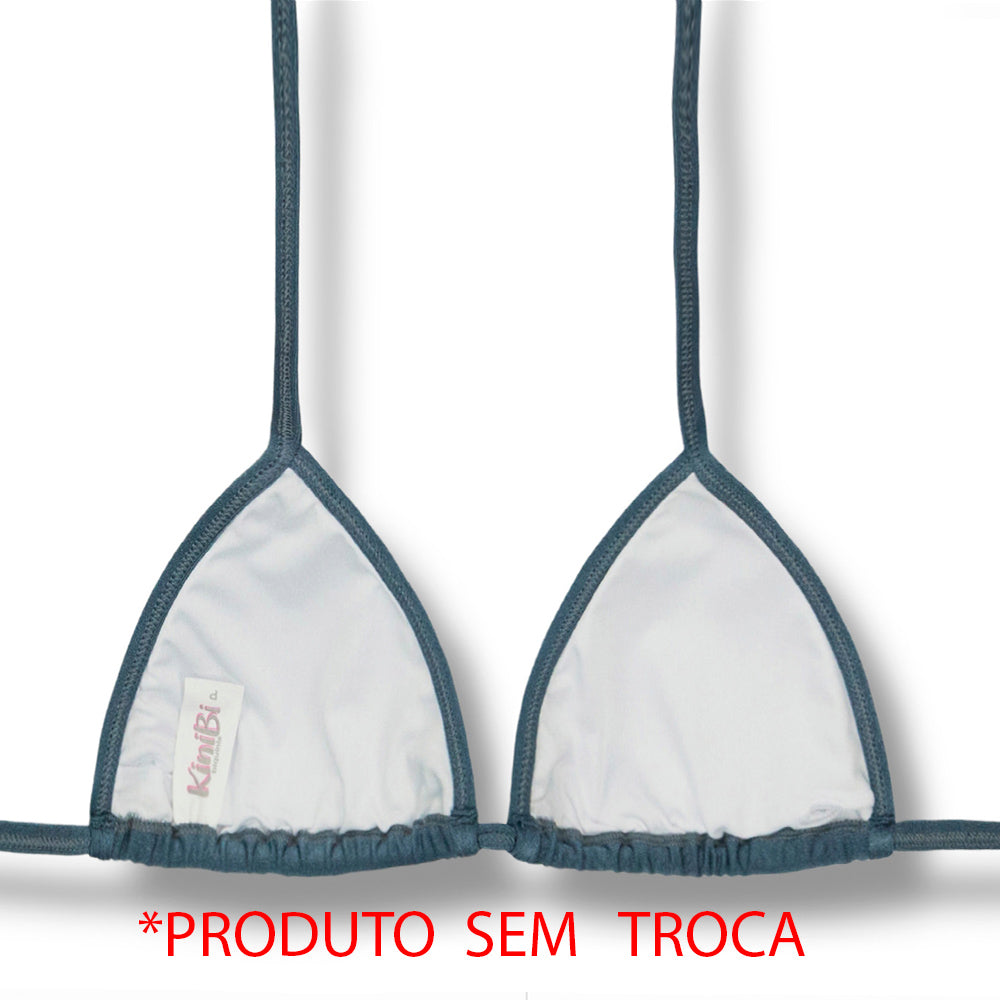 Top Mara Trilobal Azul | Cortininha com Viés Tradicional | Abertura para Bojo | Tecido Liso