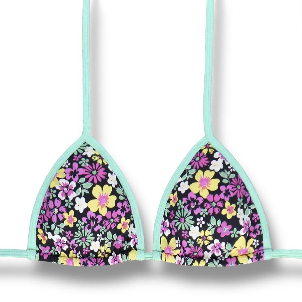 Top Mara Bothanic - Edição Limitada | Cortininha com Viés | Amarração nas Costas e Pescoço | Biquíni Estampado  | Detalhes na cor Verde Mint