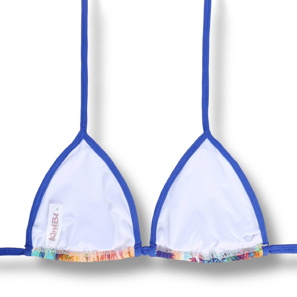 Top Mara Trop Blue - Edição Limitada | Cortininha com Viés | Amarração nas Costas e Pescoço | Biquíni Estampado | Detalhes na cor Azul Cobalto