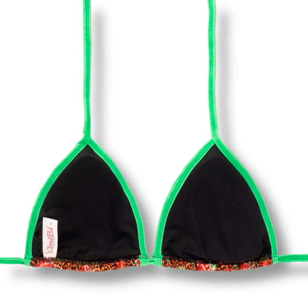 Top Mara Animal Print Floral - Edição Limitada | Cortininha com Viés | Amarração nas Costas e Pescoço | Biquíni Estampado | Detalhes na cor Verde