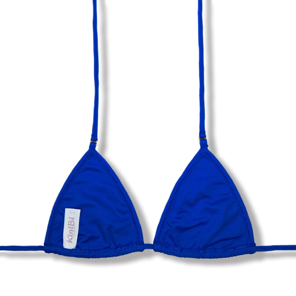 Conjunto de biquíni Frufru Azul Cobalto | Top Mila + Tanga Flora | Top Micro Cortininha sem Bojo | Tanga Elástico Frufru Fio Dental