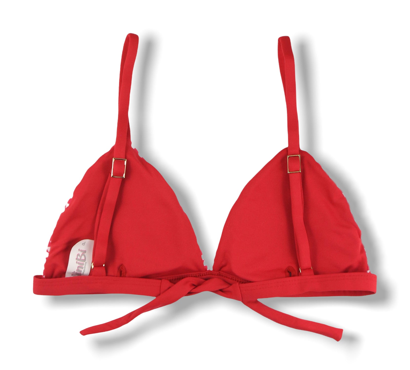 Top Jade Vichy Vermelho | Cortininha Triângulo Fixo | Estilo Sutiã com Amarração nas Costas | Alças com Regulagem | Biquíni Xadrez Vermelho e Branco | Detalhe Vermelho Carmim