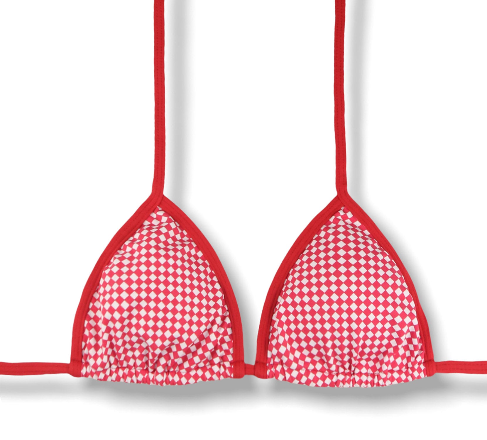 Top Mara Vichy Vermelho | Cortininha com Viés Tradicional | Abertura para Bojo | Biquíni Estampa | Detalhes vermelho carmim