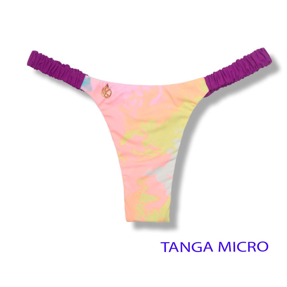 Tanga Flora Tie Dye | Fio Dental. | Elástico Frufru | Marquinha de Fita | Detalhe Uva