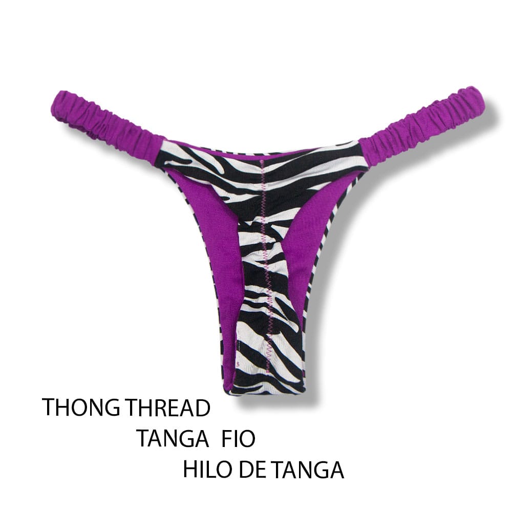 Tanga Flora Zebra | Biquíni Estampado | Fio Dental. | Elástico Frufru | Marquinha de Fita | Detalhe Uva