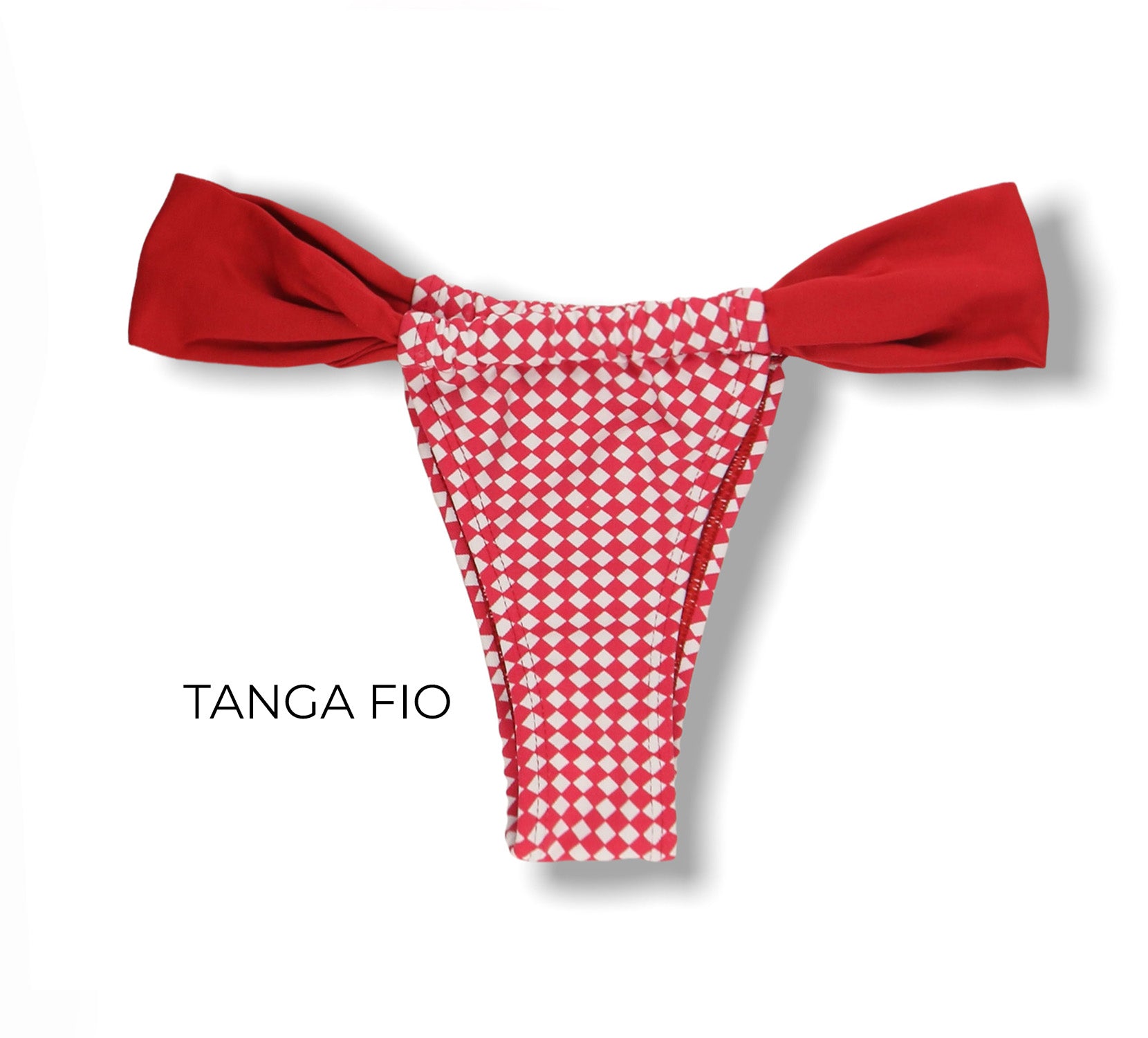 Conjunto de biquíni Vichy Vermelho | Top Lua + Tanga Gali | Tanga cortininha lateral com a opção de deixar mais larga | Top Lua vem com o bojo embutido sendo dupla face.