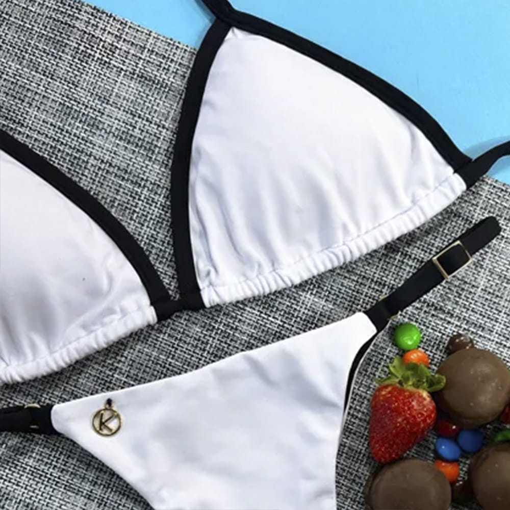 Conjunto de Biquini Black and White | Top Mara+ Tanga Mia