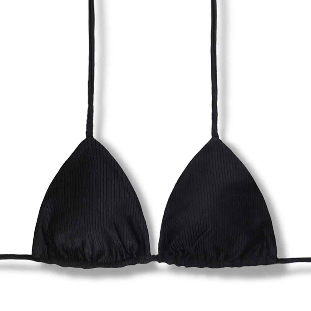 Top Lua Onix | Cortininha com Bojo | Dupla Face Liso | Reversível | Amarração nas Costas e Pescoço | Biquíni cor Lisa | Tecido Texturizado Semibrilho